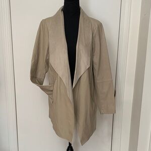 Christopher & Banks Beige Pleather Draped Jacket Size Medium